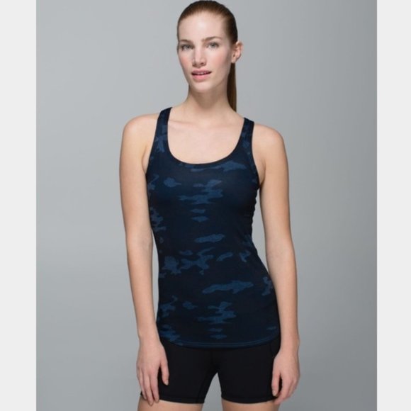lululemon athletica Tops - Lululemon Studio Racerback Blue Camo Tank Top